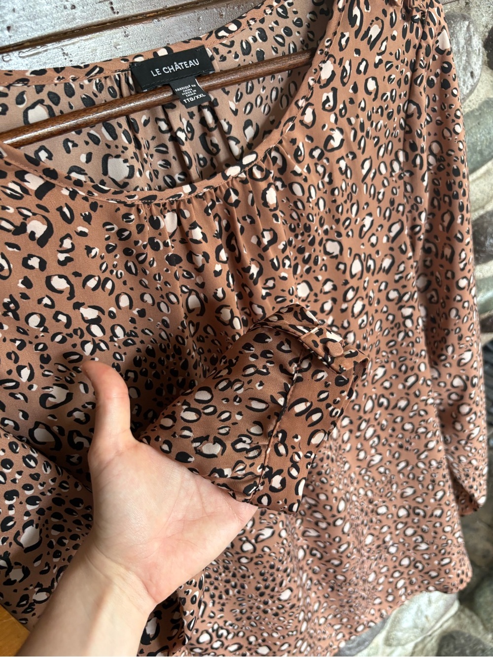 Le Château Leopard Print Blouse Size XXL - Picture 6 of 7